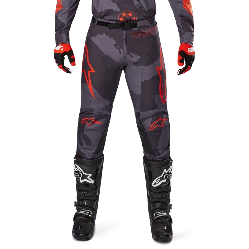 Motokrosové kalhoty Alpinestars Racer Hollow šedá camo-fluo oranžové