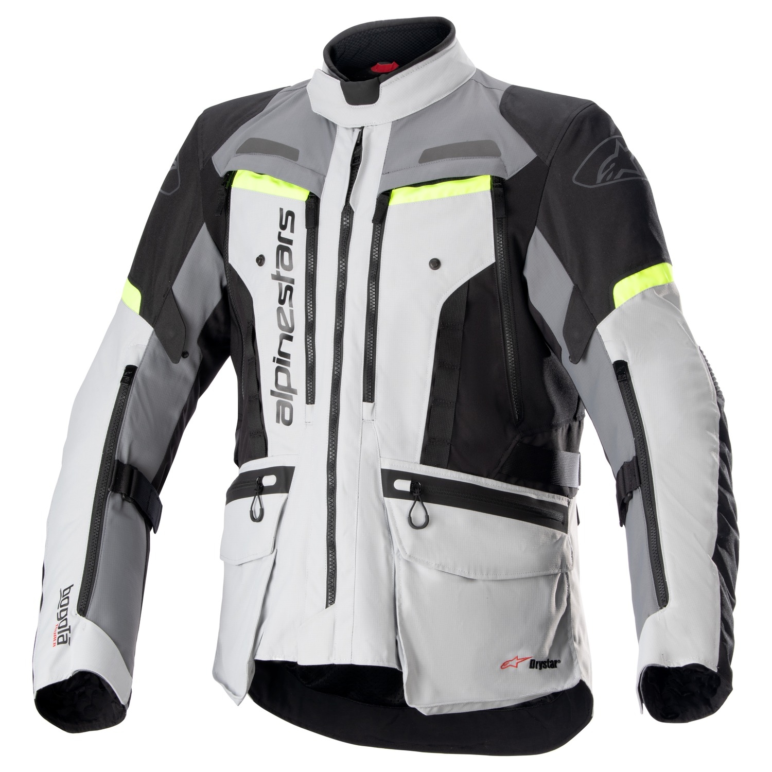 Bunda na motorku Alpinestars Bogota PRO Drystar šedo-černo-fluo žlutá Velikost: S