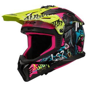 Motokrosová helma LS2 MX708 Fast II Gorilla fialovo-žlutá