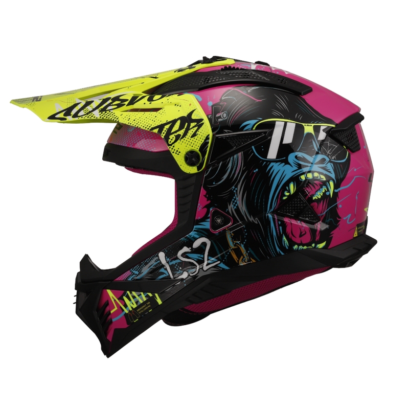Motokrosová helma LS2 MX708 Fast II Gorilla fialovo-žlutá