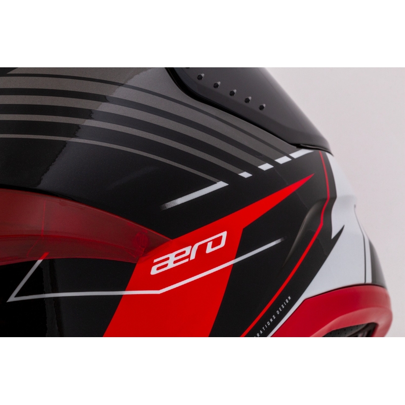 Integrální helma na motorku Cassida Aero Drome černo-červeno-bílo-šedá