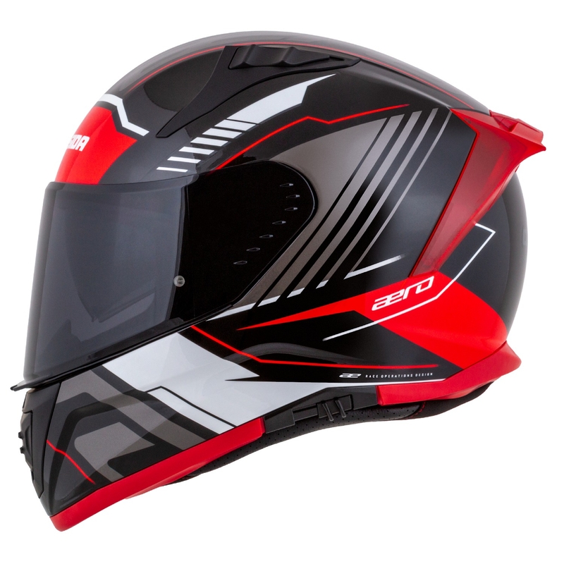 Integrální helma na motorku Cassida Aero Drome černo-červeno-bílo-šedá