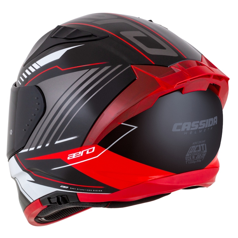 Integrální helma na motorku Cassida Aero Drome černo-červeno-bílo-šedá