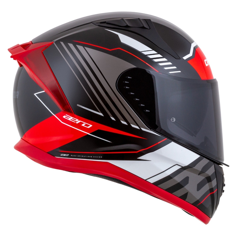Integrální helma na motorku Cassida Aero Drome černo-červeno-bílo-šedá