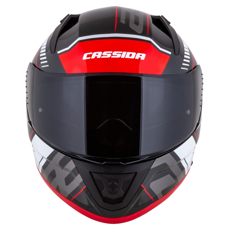 Integrální helma na motorku Cassida Aero Drome černo-červeno-bílo-šedá