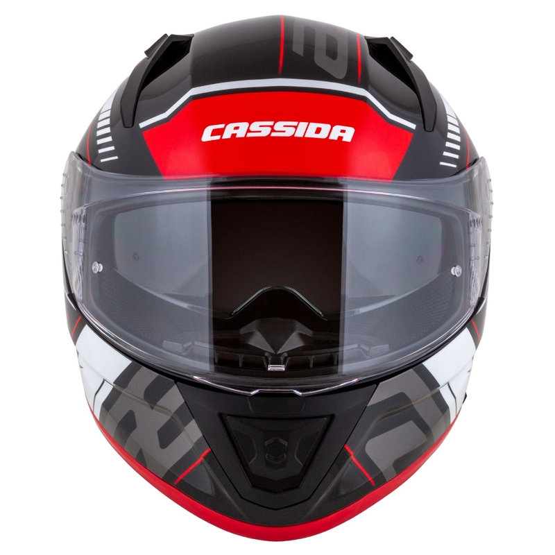 Integrální helma na motorku Cassida Aero Drome černo-červeno-bílo-šedá