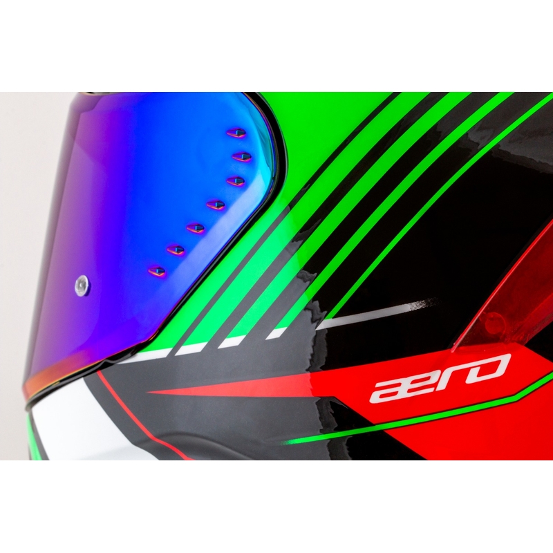 Integrální helma na motorku Cassida Aero Drome černo-červeno-zeleno-bílá