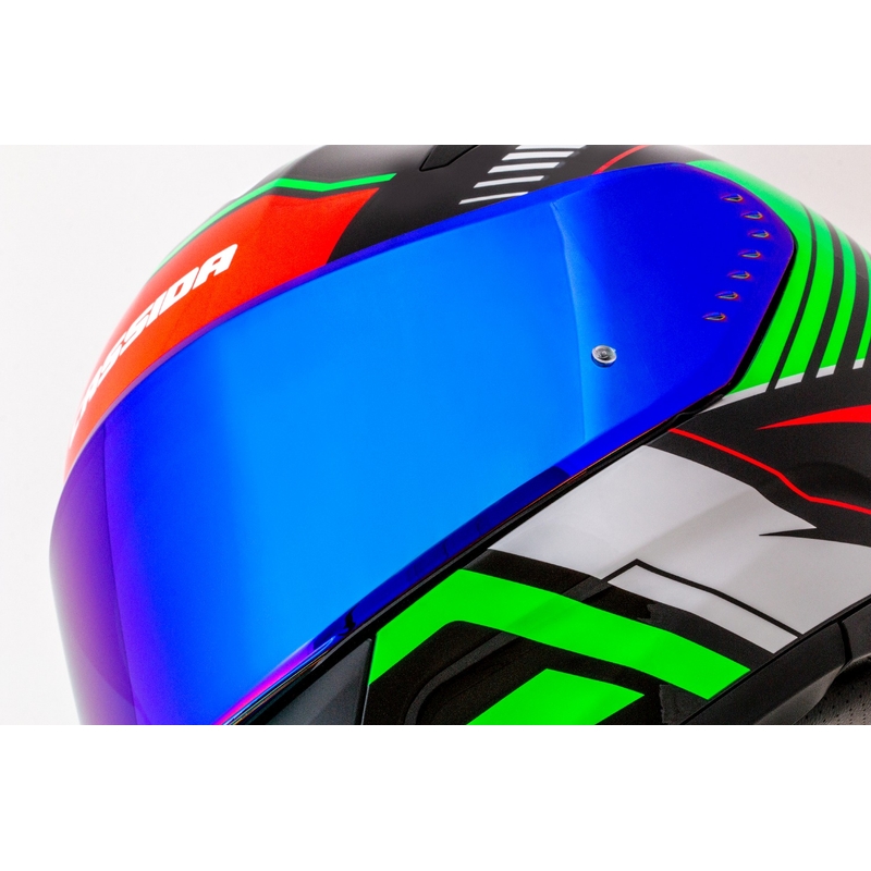 Integrální helma na motorku Cassida Aero Drome černo-červeno-zeleno-bílá