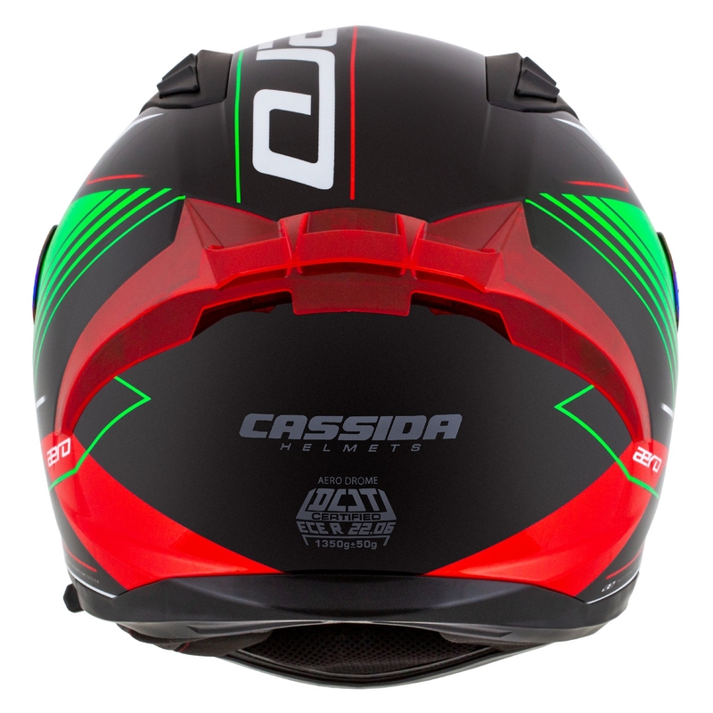 Integrální helma na motorku Cassida Aero Drome černo-červeno-zeleno-bílá