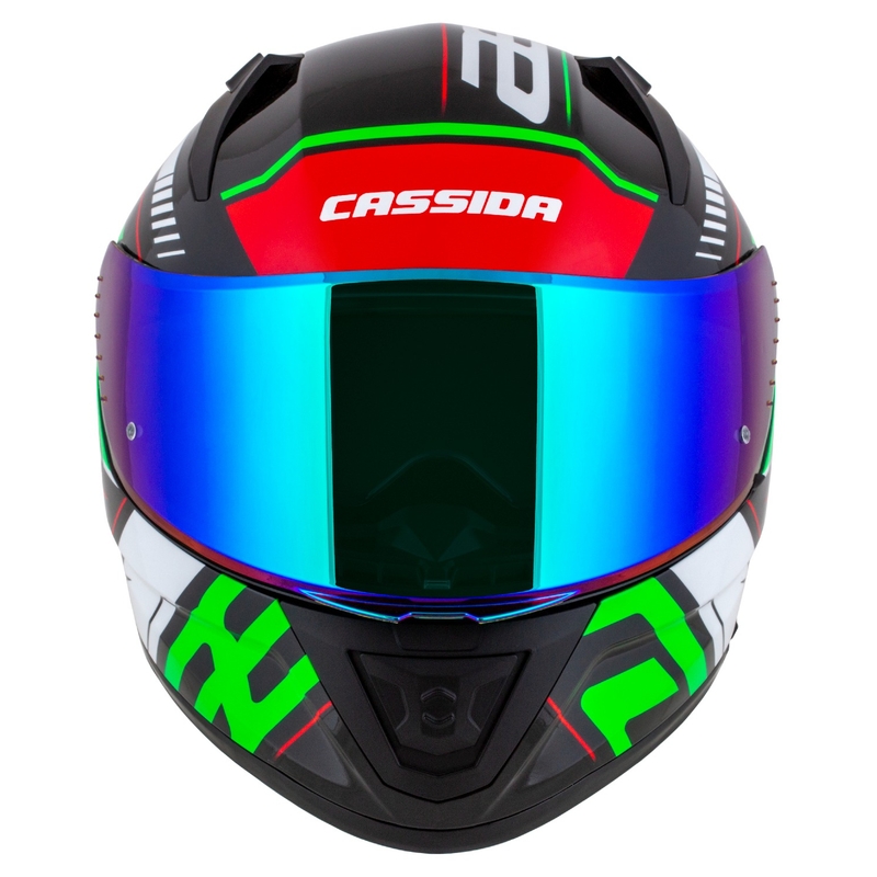 Integrální helma na motorku Cassida Aero Drome černo-červeno-zeleno-bílá