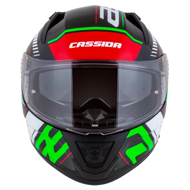 Integrální helma na motorku Cassida Aero Drome černo-červeno-zeleno-bílá