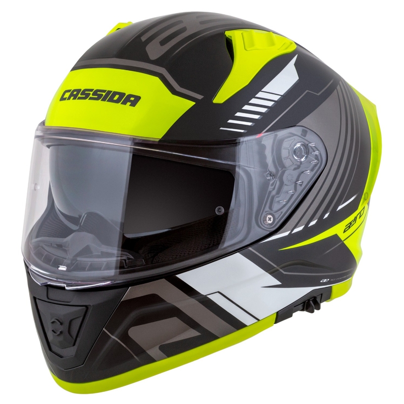 Integrální helma na motorku Cassida Aero Drome černo-fluo žluto-bílo-šedá