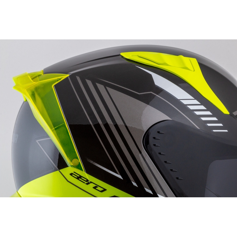 Integrální helma na motorku Cassida Aero Drome černo-fluo žluto-bílo-šedá
