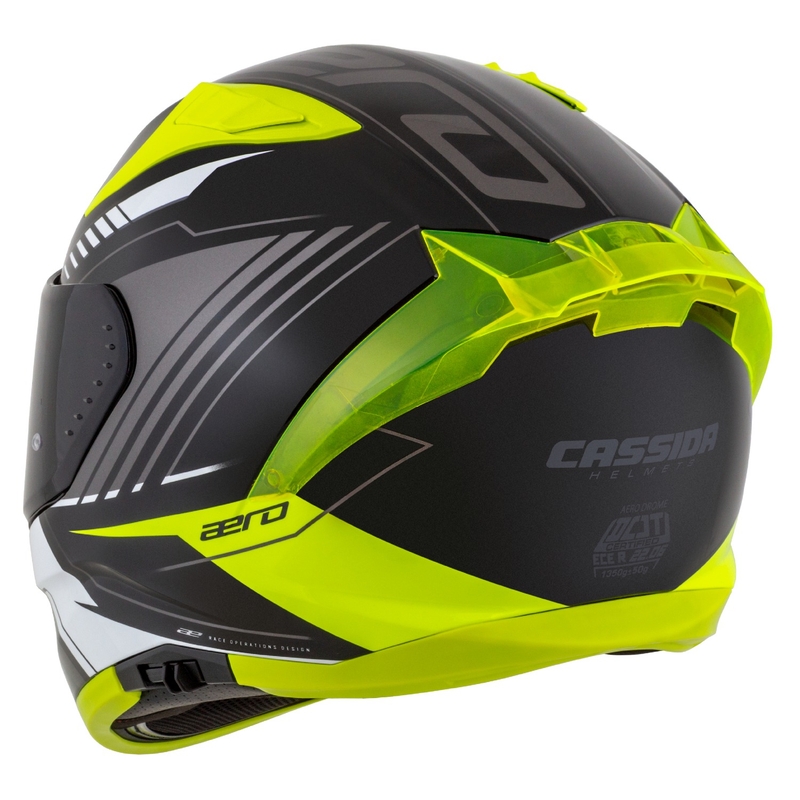 Integrální helma na motorku Cassida Aero Drome černo-fluo žluto-bílo-šedá