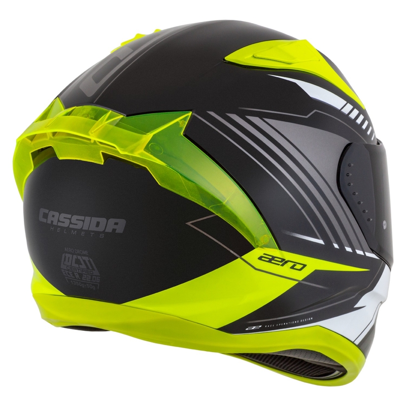 Integrální helma na motorku Cassida Aero Drome černo-fluo žluto-bílo-šedá