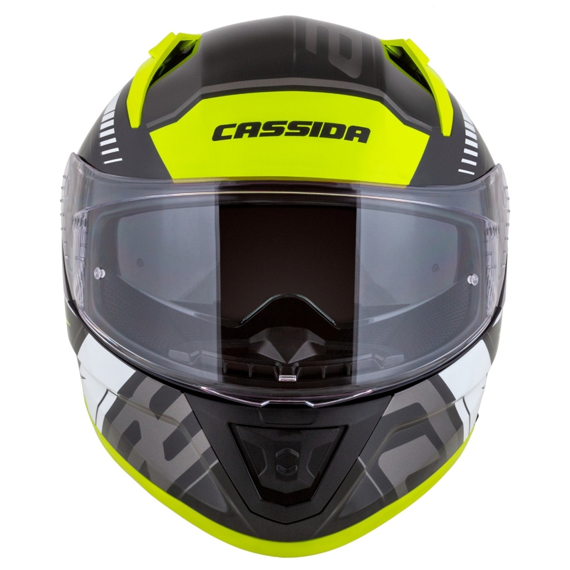 Integrální helma na motorku Cassida Aero Drome černo-fluo žluto-bílo-šedá