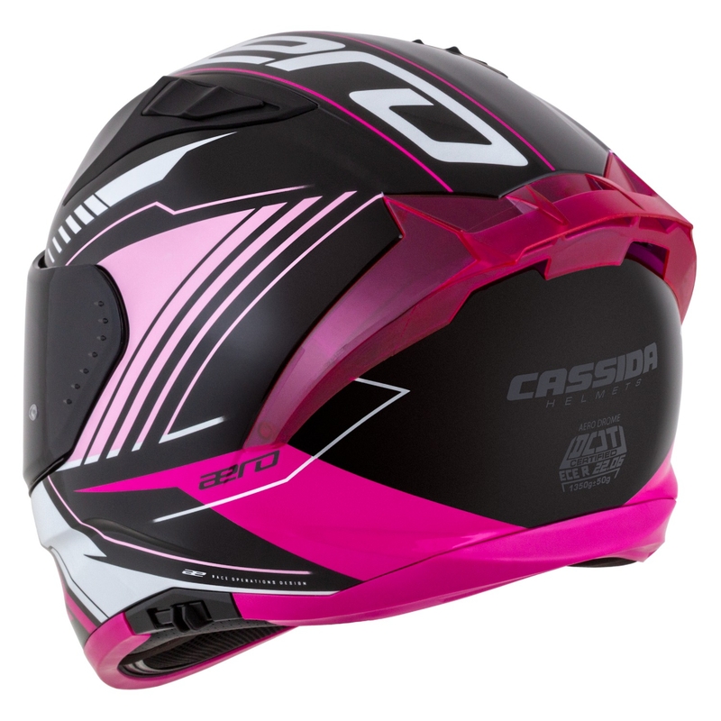 Integrální helma na motorku Cassida Aero Drome černo-růžovo-bílá