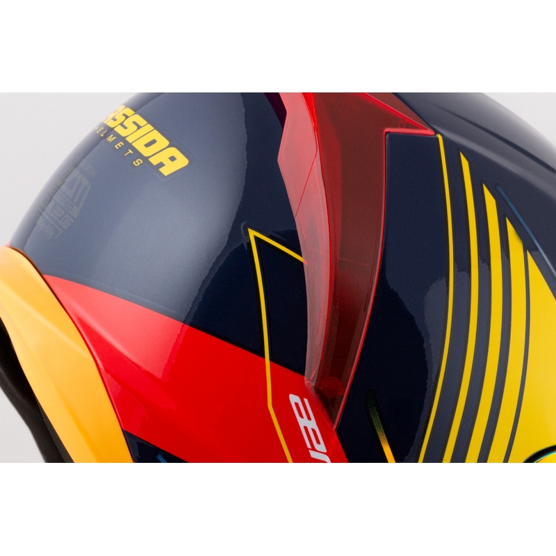 Integrální helma na motorku Cassida Aero Drome modro-fluo žluto-oranžovo-červeno-světle modro-bílá