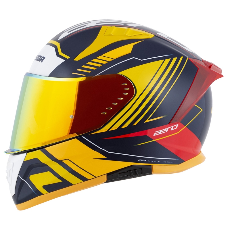 Integrální helma na motorku Cassida Aero Drome modro-fluo žluto-oranžovo-červeno-světle modro-bílá