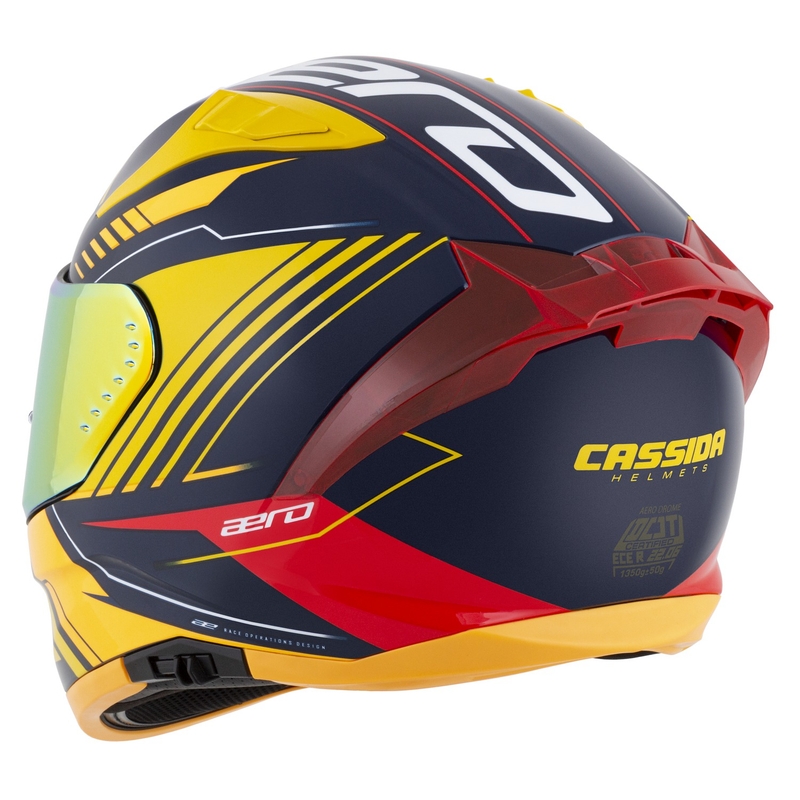Integrální helma na motorku Cassida Aero Drome modro-fluo žluto-oranžovo-červeno-světle modro-bílá