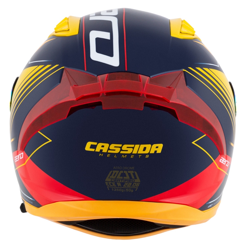 Integrální helma na motorku Cassida Aero Drome modro-fluo žluto-oranžovo-červeno-světle modro-bílá
