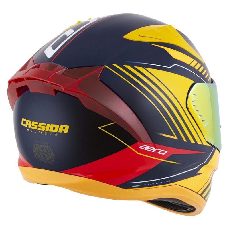 Integrální helma na motorku Cassida Aero Drome modro-fluo žluto-oranžovo-červeno-světle modro-bílá