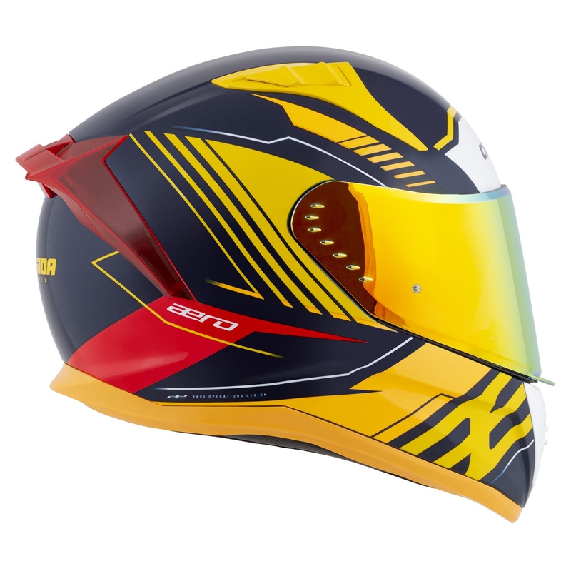 Integrální helma na motorku Cassida Aero Drome modro-fluo žluto-oranžovo-červeno-světle modro-bílá