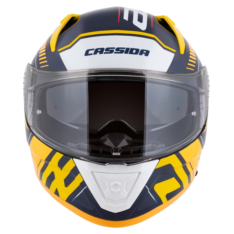 Integrální helma na motorku Cassida Aero Drome modro-fluo žluto-oranžovo-červeno-světle modro-bílá