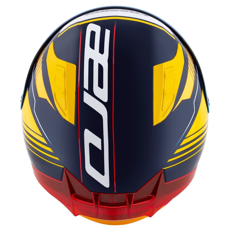 Integrální helma na motorku Cassida Aero Drome modro-fluo žluto-oranžovo-červeno-světle modro-bílá