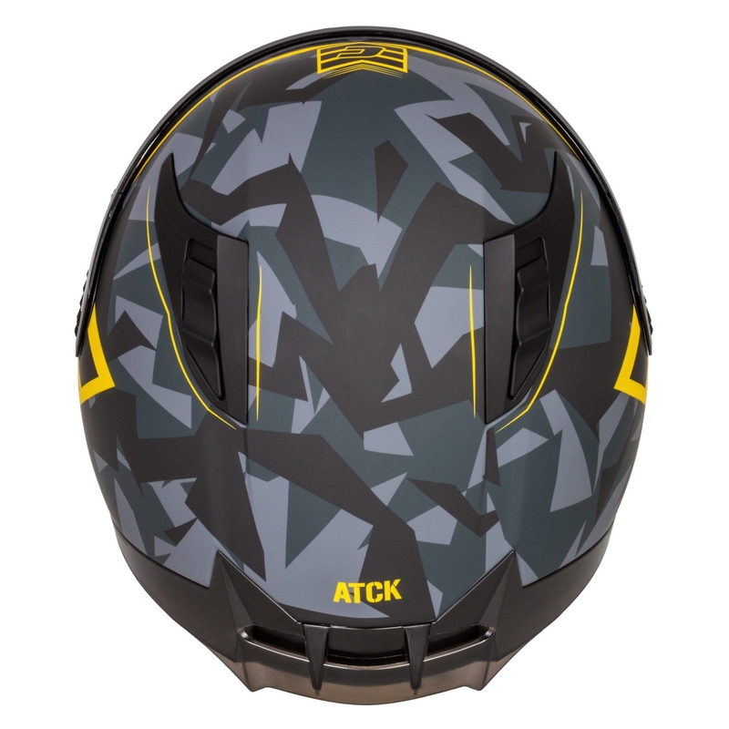 Integrální helma na motorku Cassida Aero camo šedá-černo-fluo žlutá