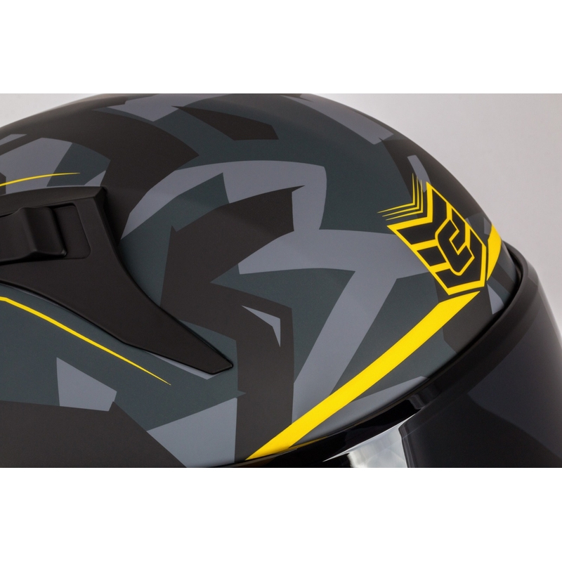 Integrální helma na motorku Cassida Aero camo šedá-černo-fluo žlutá
