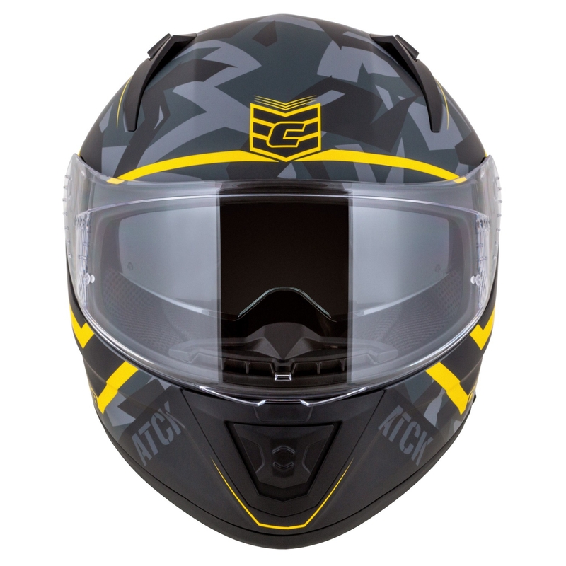 Integrální helma na motorku Cassida Aero camo šedá-černo-fluo žlutá