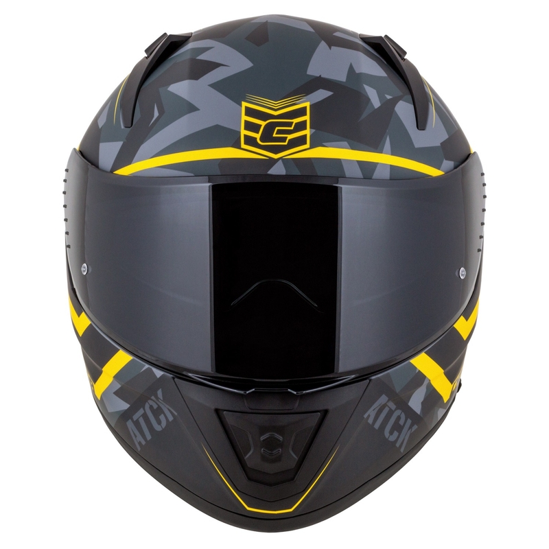 Integrální helma na motorku Cassida Aero camo šedá-černo-fluo žlutá