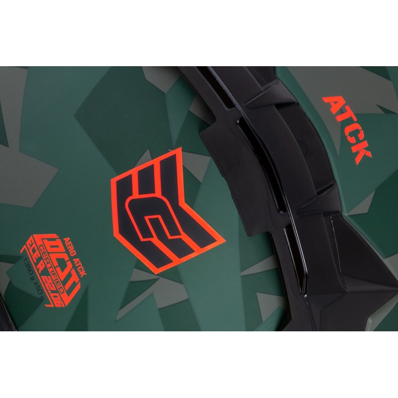 Integrální helma na motorku Cassida Aero ATCK camo zeleno-černo-šedo-oranžová