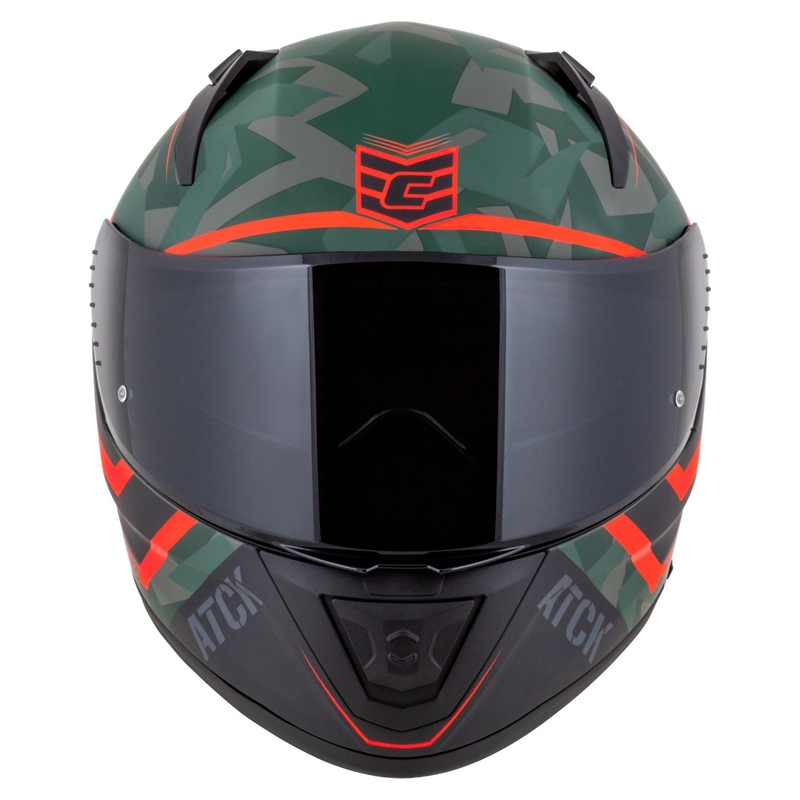 Integrální helma na motorku Cassida Aero ATCK camo zeleno-černo-šedo-oranžová