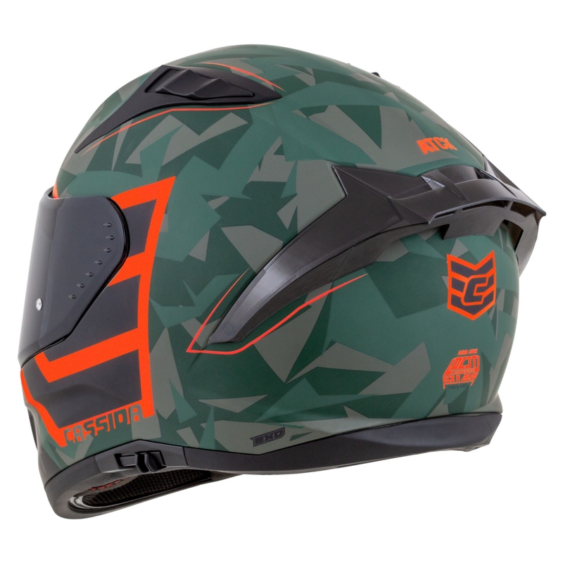 Integrální helma na motorku Cassida Aero ATCK camo zeleno-černo-šedo-oranžová
