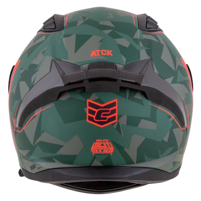Integrální helma na motorku Cassida Aero ATCK camo zeleno-černo-šedo-oranžová