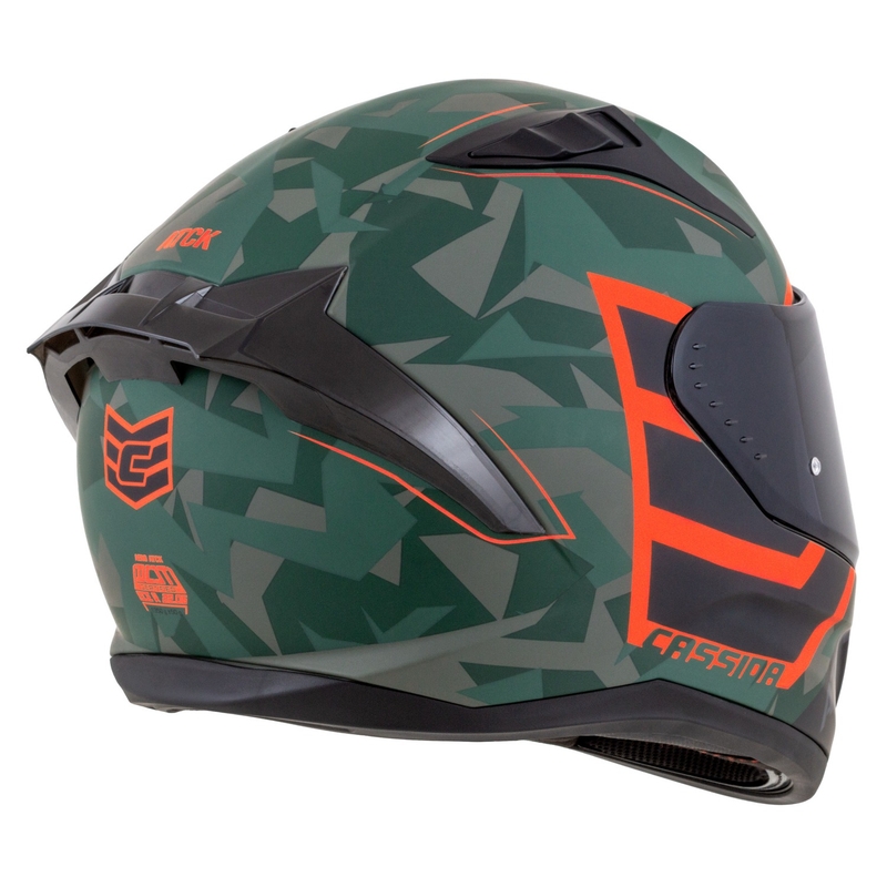 Integrální helma na motorku Cassida Aero ATCK camo zeleno-černo-šedo-oranžová