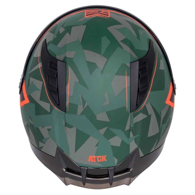 Integrální helma na motorku Cassida Aero ATCK camo zeleno-černo-šedo-oranžová