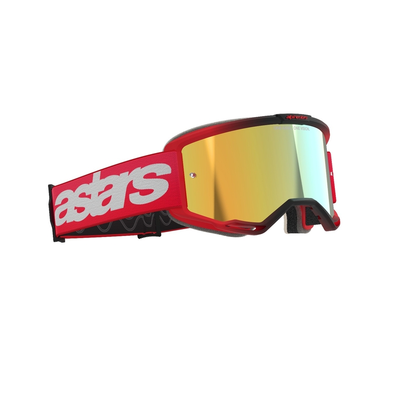 Motokrosové brýle Alpinestars Vision 5 Blaze červené se zrcadlovým, zlatým plexi