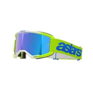 Motokrosové brýle Alpinestars Vision 5 Blaze fluo žluto-modré se zrcadlovým modrým plexi