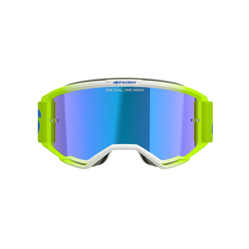 Motokrosové brýle Alpinestars Vision 5 Blaze fluo žluto-modré se zrcadlovým modrým plexi