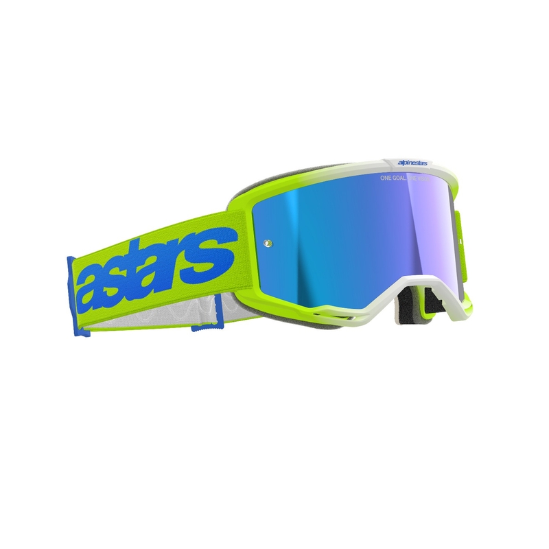 Motokrosové brýle Alpinestars Vision 5 Blaze fluo žluto-modré se zrcadlovým modrým plexi