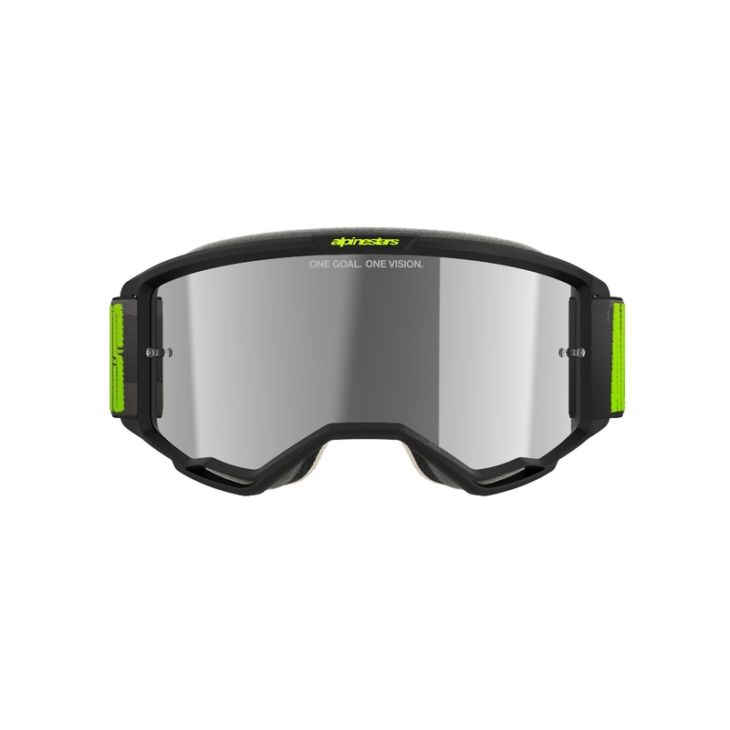Motokrosové brýle Alpinestars Vision 5 Hollow šedo-fluo žluté se zrcadlovým stříbrným plexi