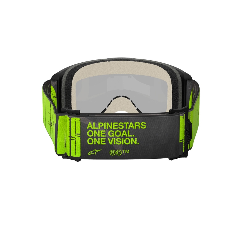 Motokrosové brýle Alpinestars Vision 5 Hollow šedo-fluo žluté se zrcadlovým stříbrným plexi