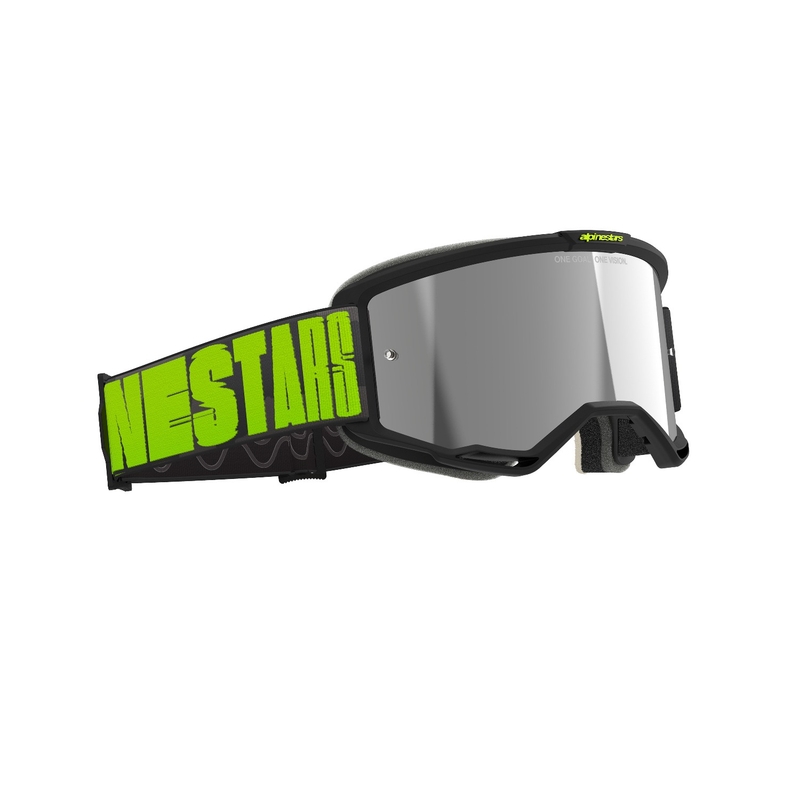 Motokrosové brýle Alpinestars Vision 5 Hollow šedo-fluo žluté se zrcadlovým stříbrným plexi