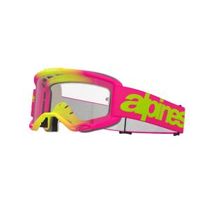 Motokrosové brýle Alpinestars Vision 5 Wordmark růžovo-fluo žluté s čirým plexi