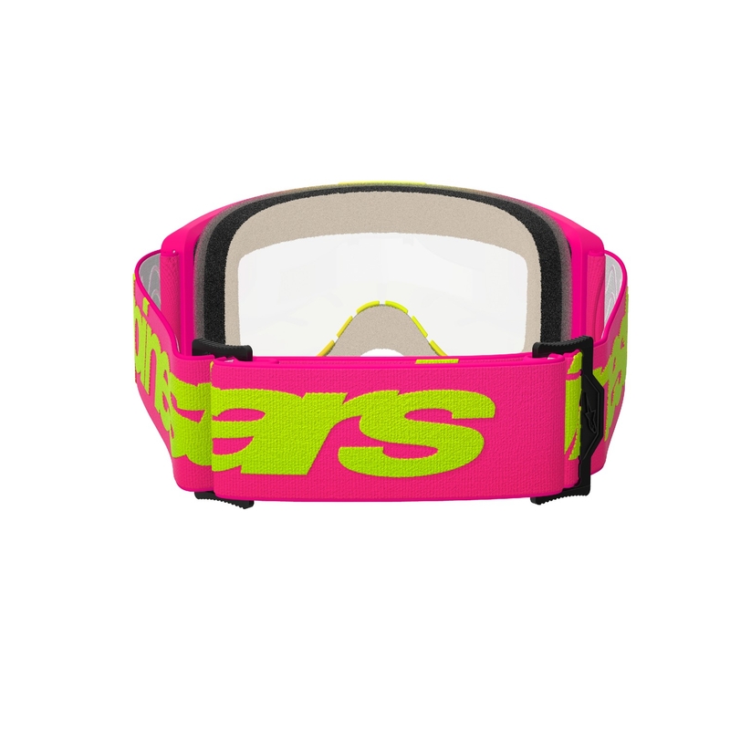 Motokrosové brýle Alpinestars Vision 5 Wordmark růžovo-fluo žluté s čirým plexi