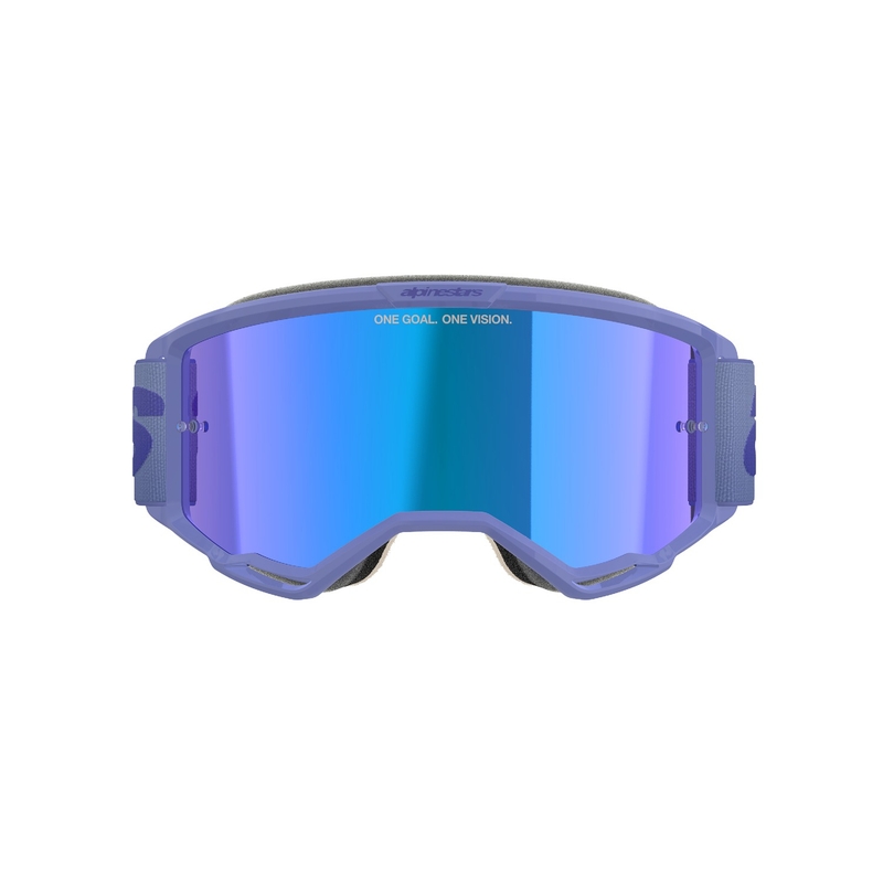 Motokrosové brýle Alpinestars Vision 5 Wordmark fialové se zrcadlovým modrým plexi