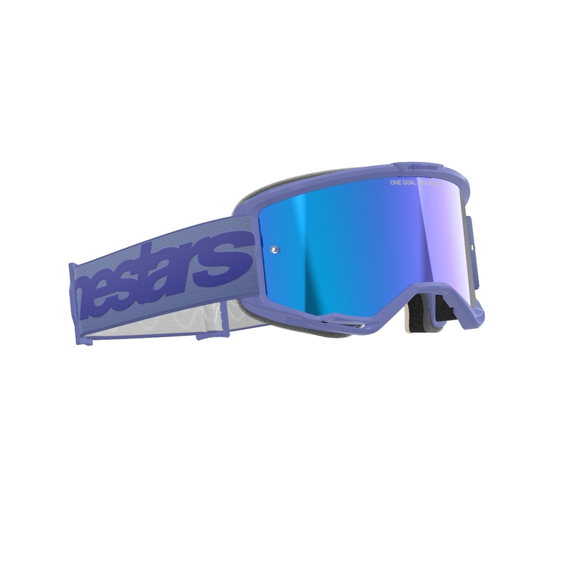 Motokrosové brýle Alpinestars Vision 5 Wordmark fialové se zrcadlovým modrým plexi